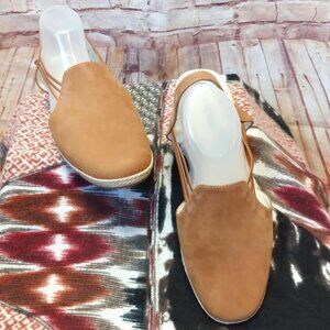 New David Tate Women's Leather Camel Color Nelly Nubuck Espadrilles Shoes 10.5W